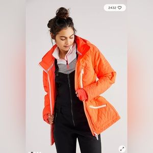 Free People Movement All Prepped Ski Jacket Neon Coral Brand New Without Tag